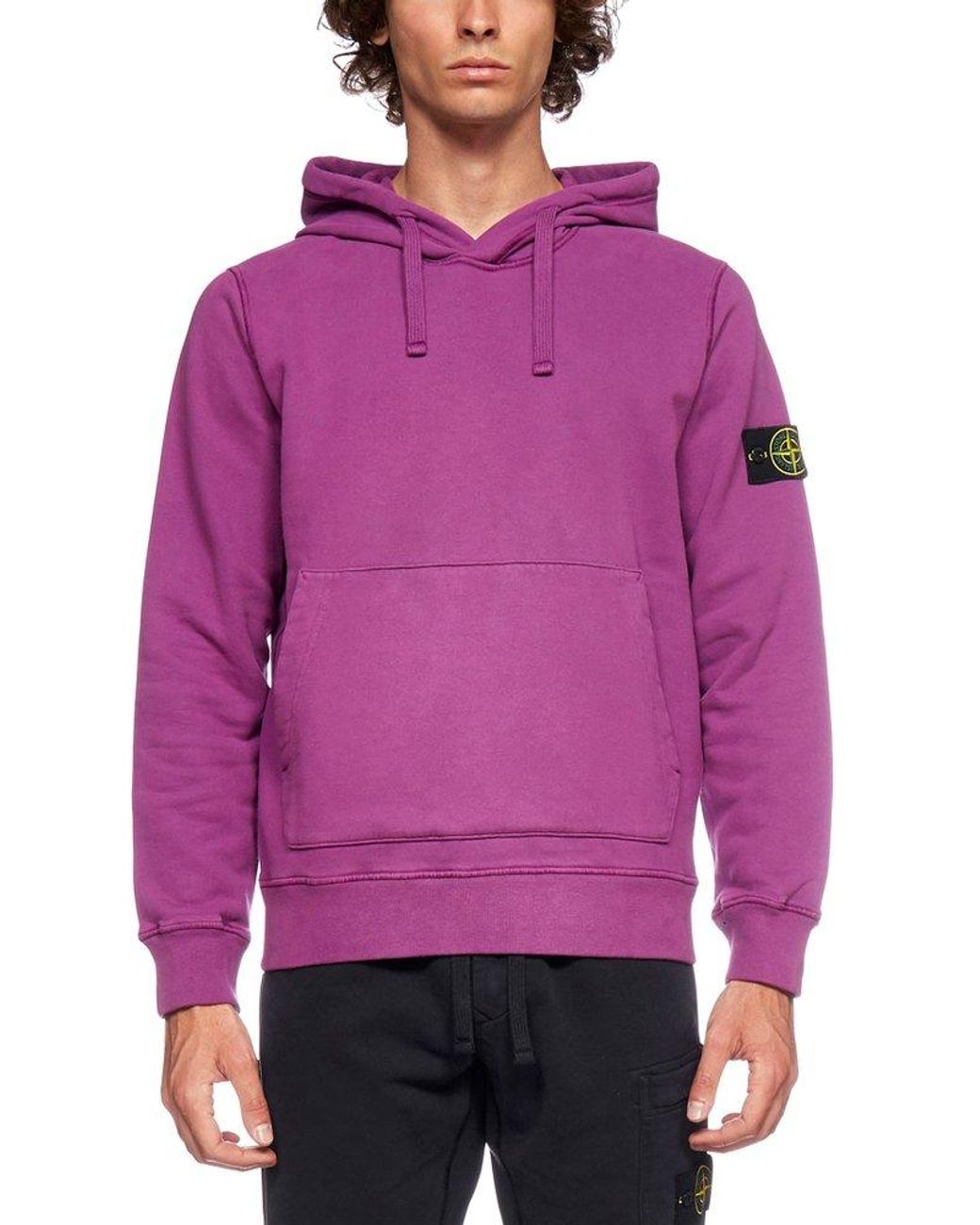 Stone Island Logo Patch Hoodie in Purple for Men | Lyst