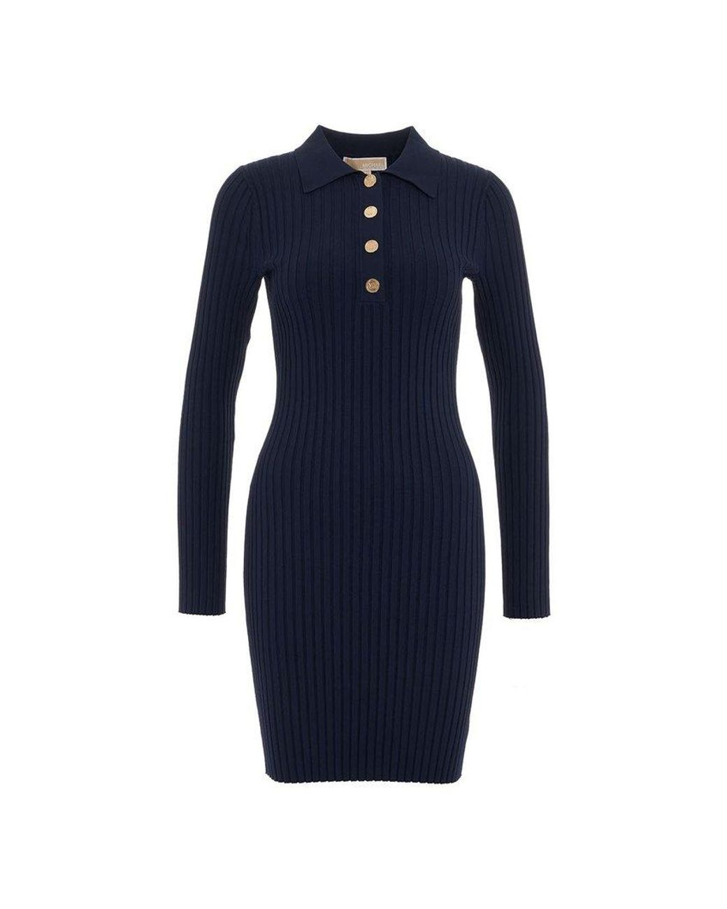 MICHAEL Michael Kors Long sleeved Polo Dress in Blue Lyst