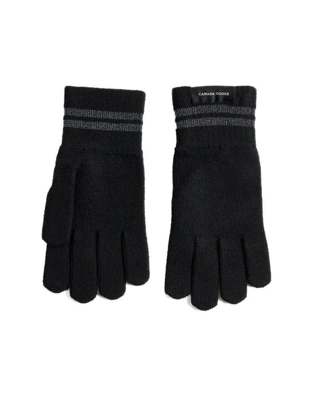 Canada Goose Logo Patch Knit Gloves in Black | Lyst