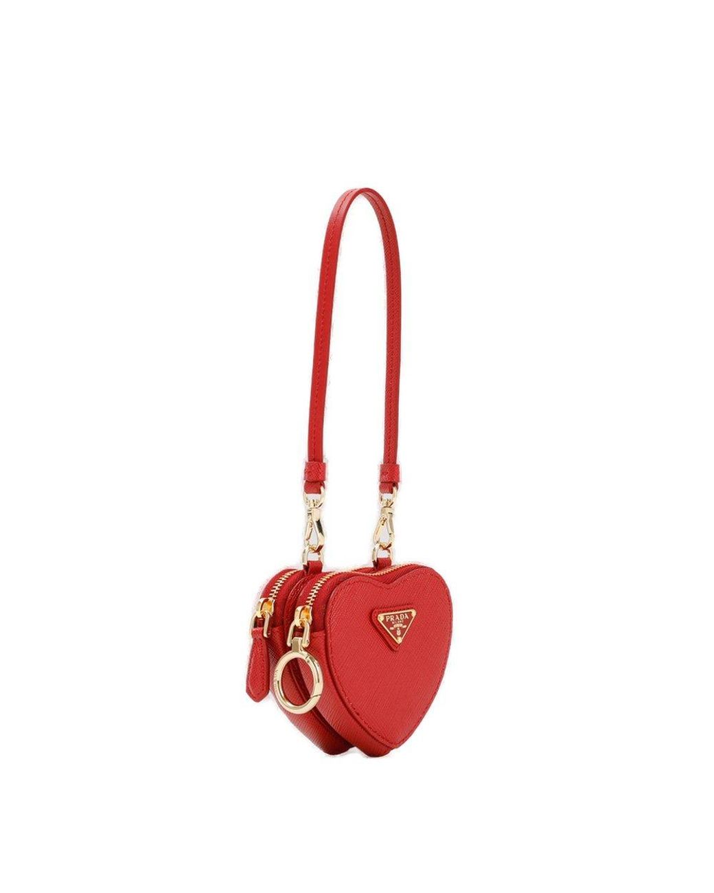Prada Heart Saffiano Mini Shoulder Bag in Red