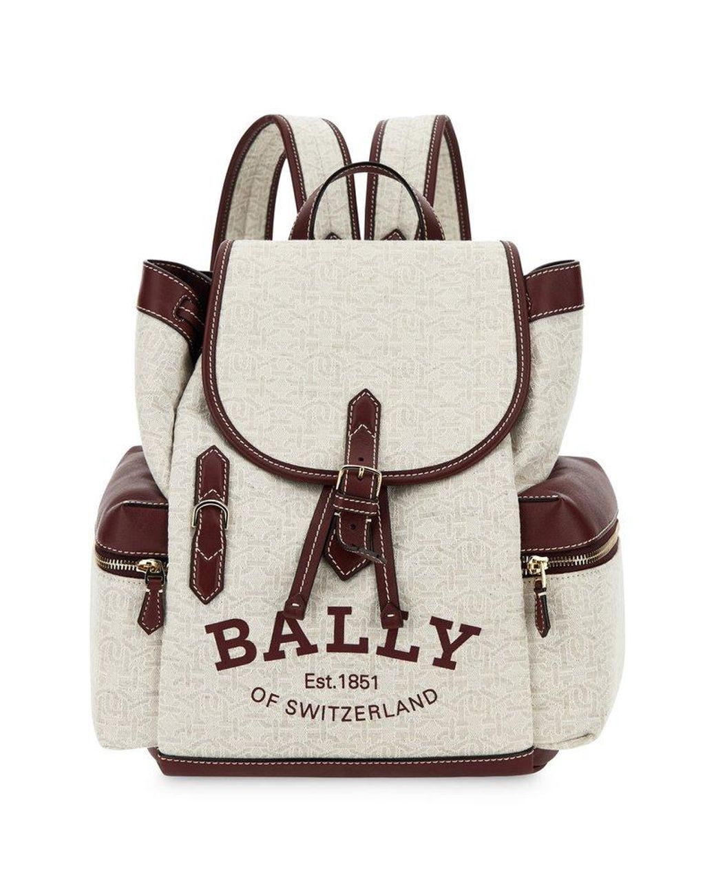 Bally Leather Clifford Allover Monogram Backpack in Beige (Natural) Lyst