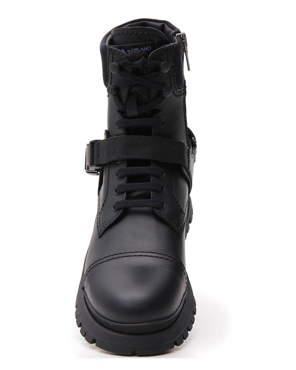 Prada Lace up Ankle Boots in Black Lyst