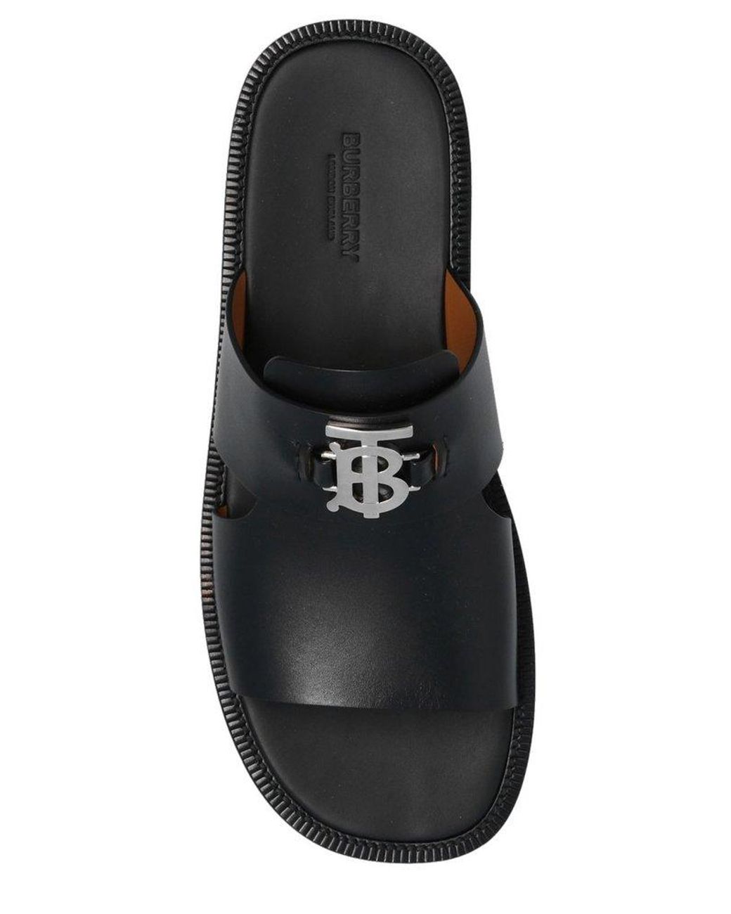 バーバリー　Kingsgate sandals TBロゴ レザーサンダル 黒41 バーバリーKingsgate sandals TBロゴ レザーサンダル 黒41