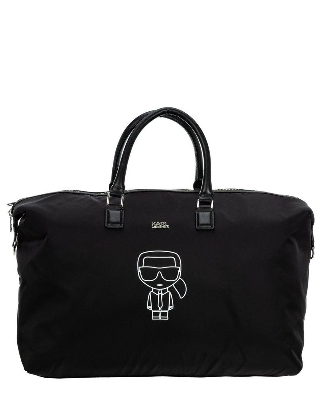 Karl Lagerfeld Logo Patch Zipped Duffle Bag in Black for Men | Lyst