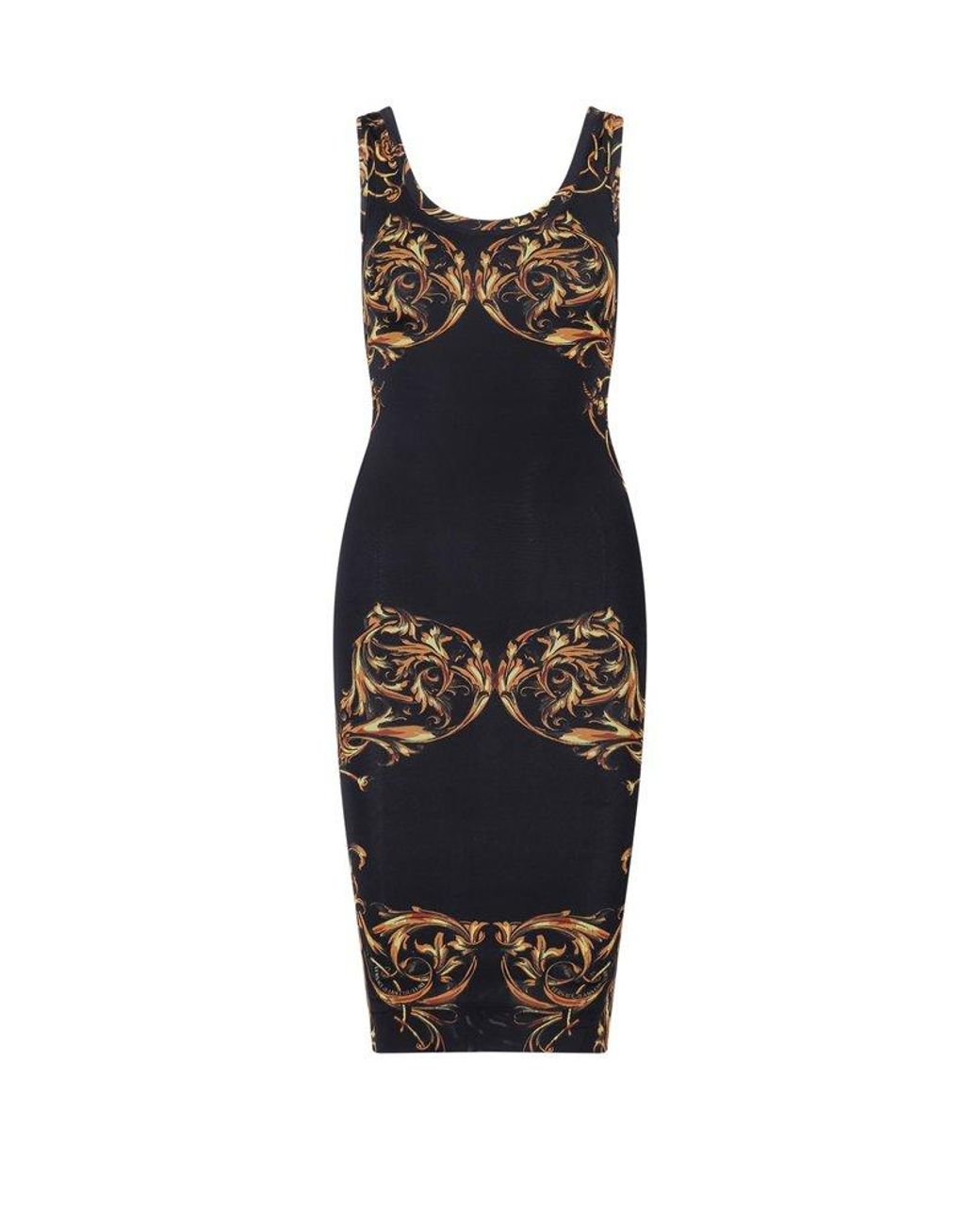 Versace Jeans Couture Baroque Printed Mini Dress in Black | Lyst