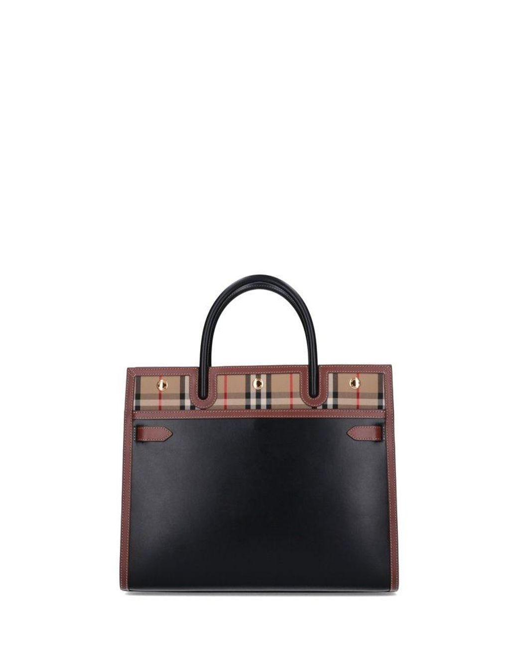 Burberry Medium Vintage Check Two-handle Title Tote Bag in Black | Lyst