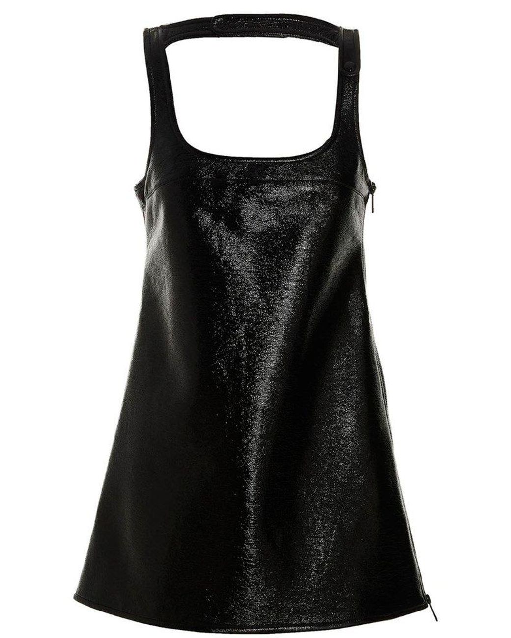 Courreges Vinyl Reedition Square-neck Mini Dress in Black | Lyst