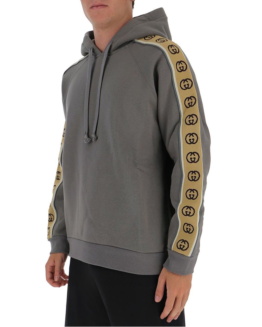 Gucci Cotton Jersey Hooded Sweatshirt in Gray for Men Lyst