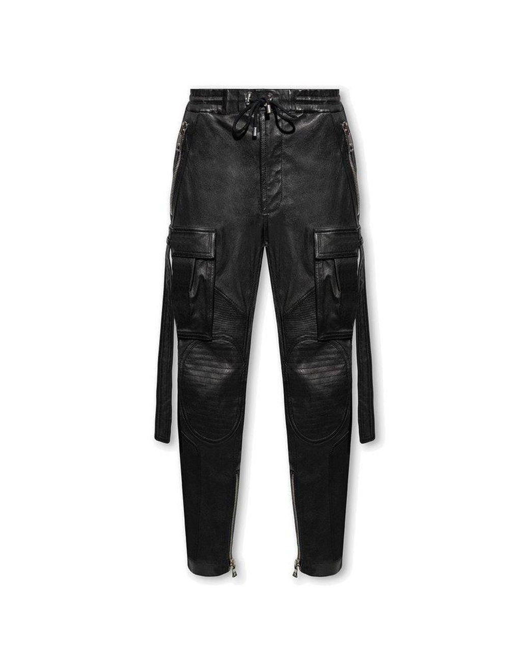 Balmain Leather Trousers in Black for Men | Lyst