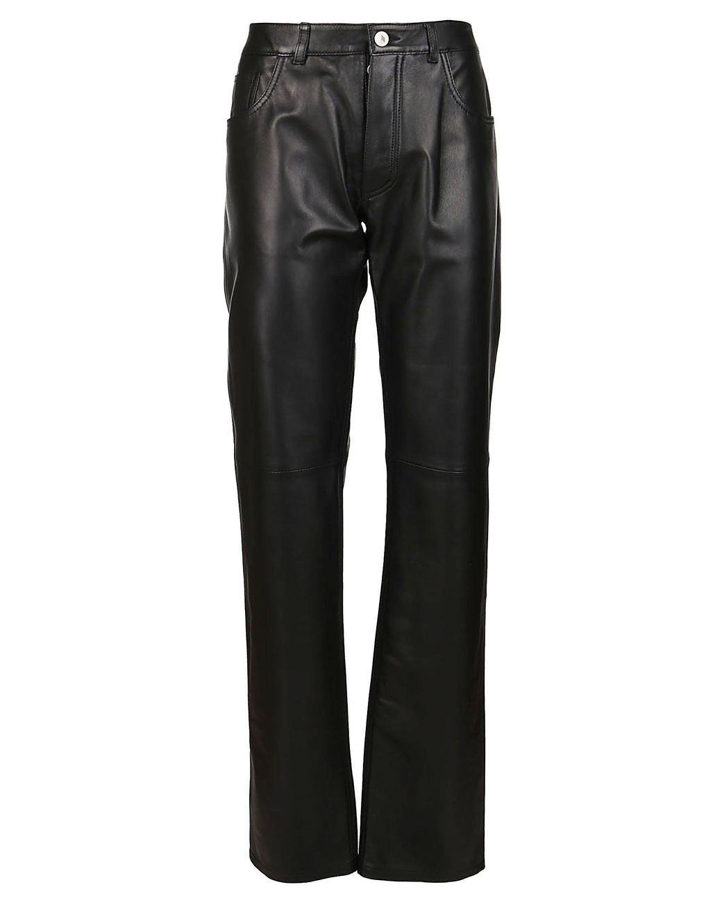 The Attico Straight-leg Leather Pants in Black - Lyst