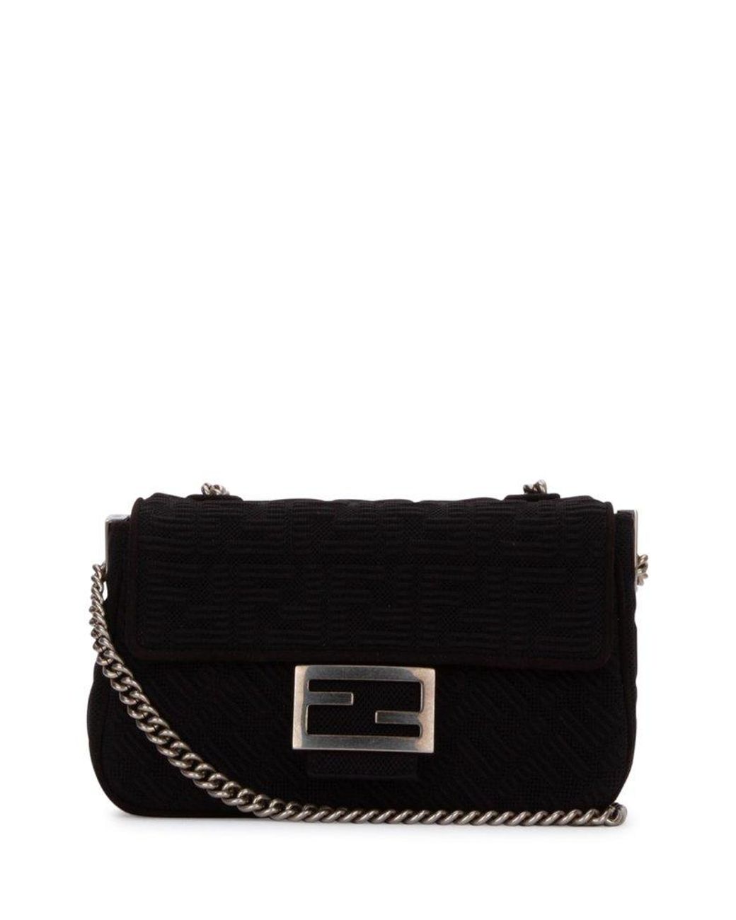 Fendi Ff Midi Baguette Shoulder Bag in Black Lyst UK