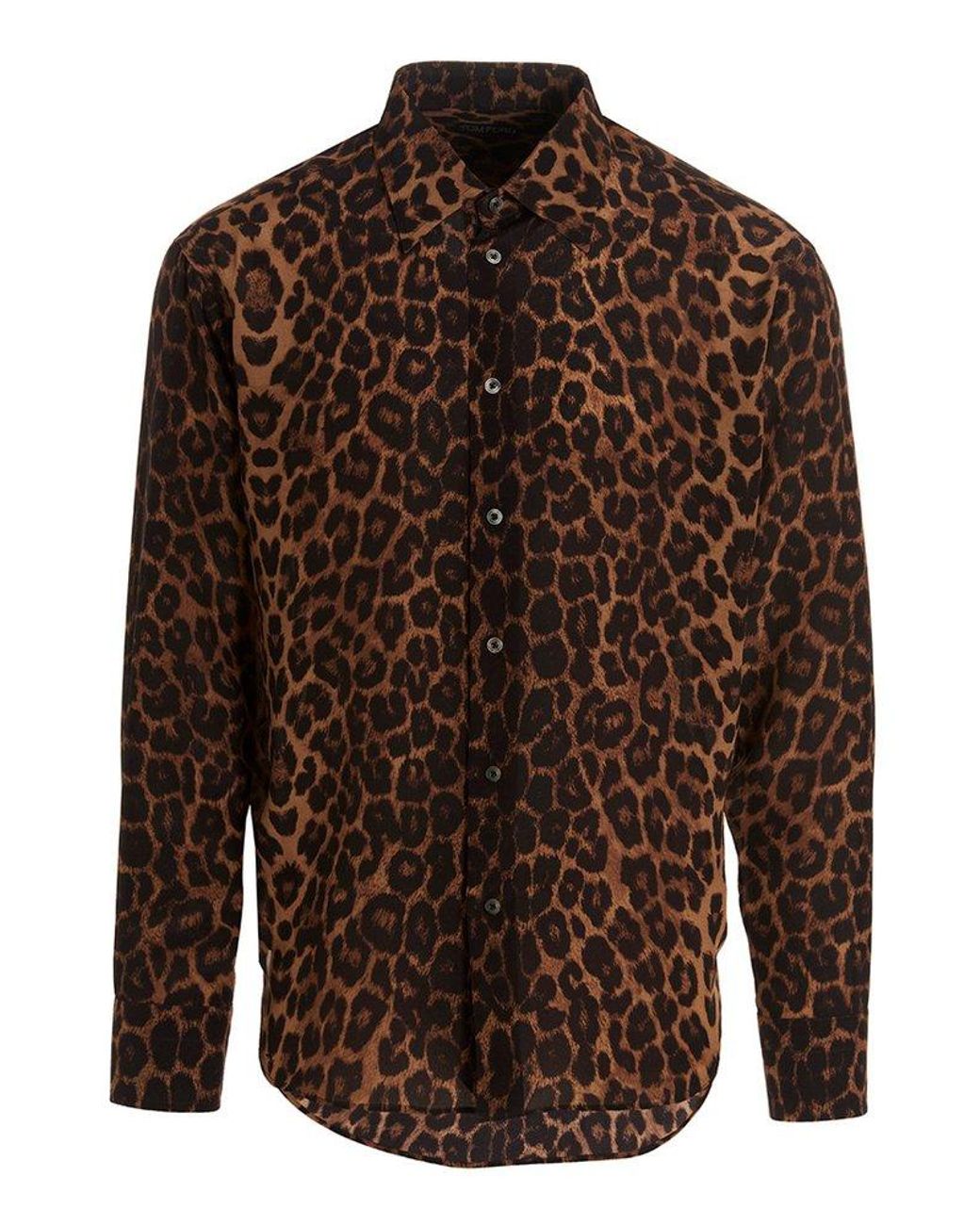 Tom Ford Leopard-printed Button-up Shirt in Brown for Men | Lyst