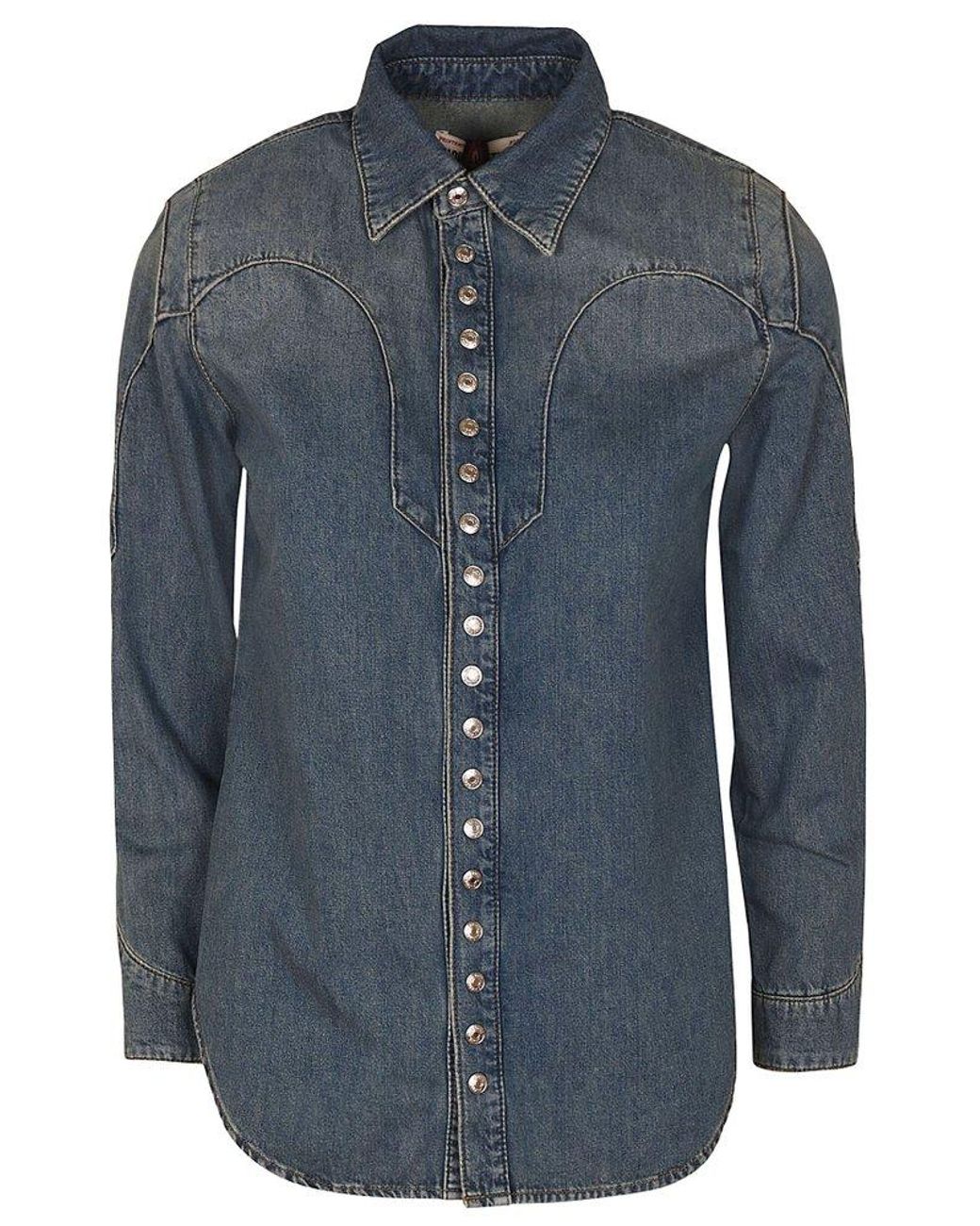 Zadig & Voltaire Thelmus Press Stud Denim Shirt in Blue Lyst