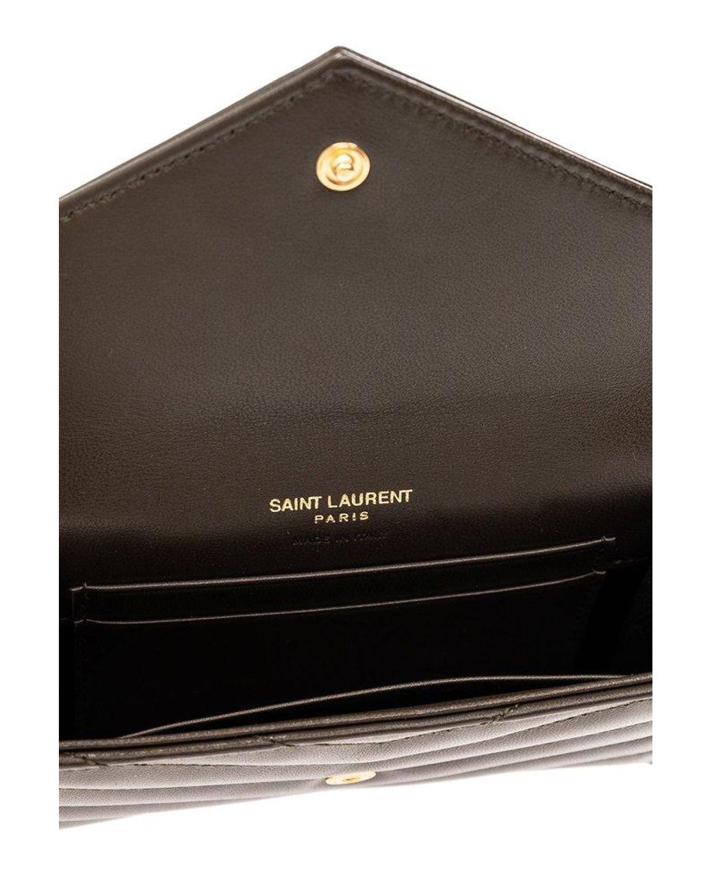 Saint Laurent Cassandre Matelasse Small Envelope Wallet in Grain