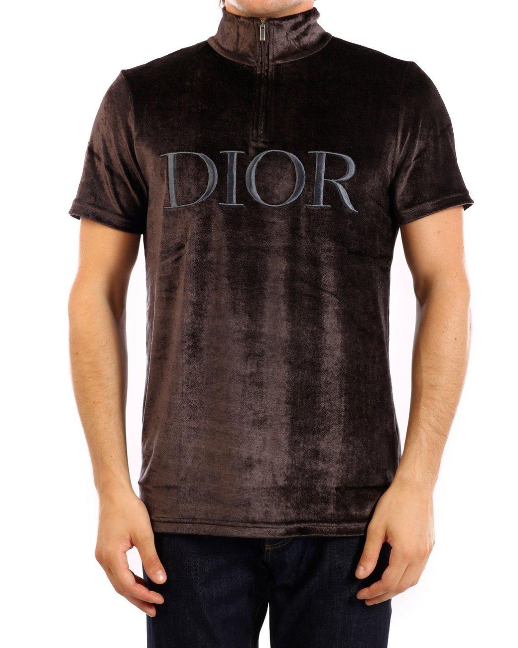 Dior Homme Logo Embroidered Velvet T-shirt in Black for Men | Lyst