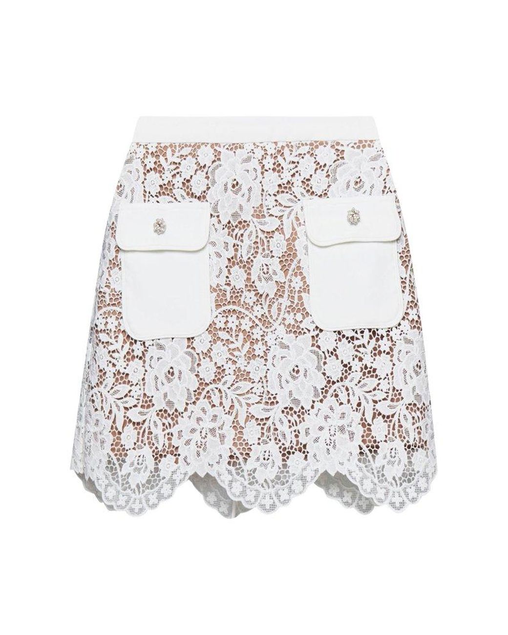 Self-Portrait Cord Laced Mini Skirt in White | Lyst