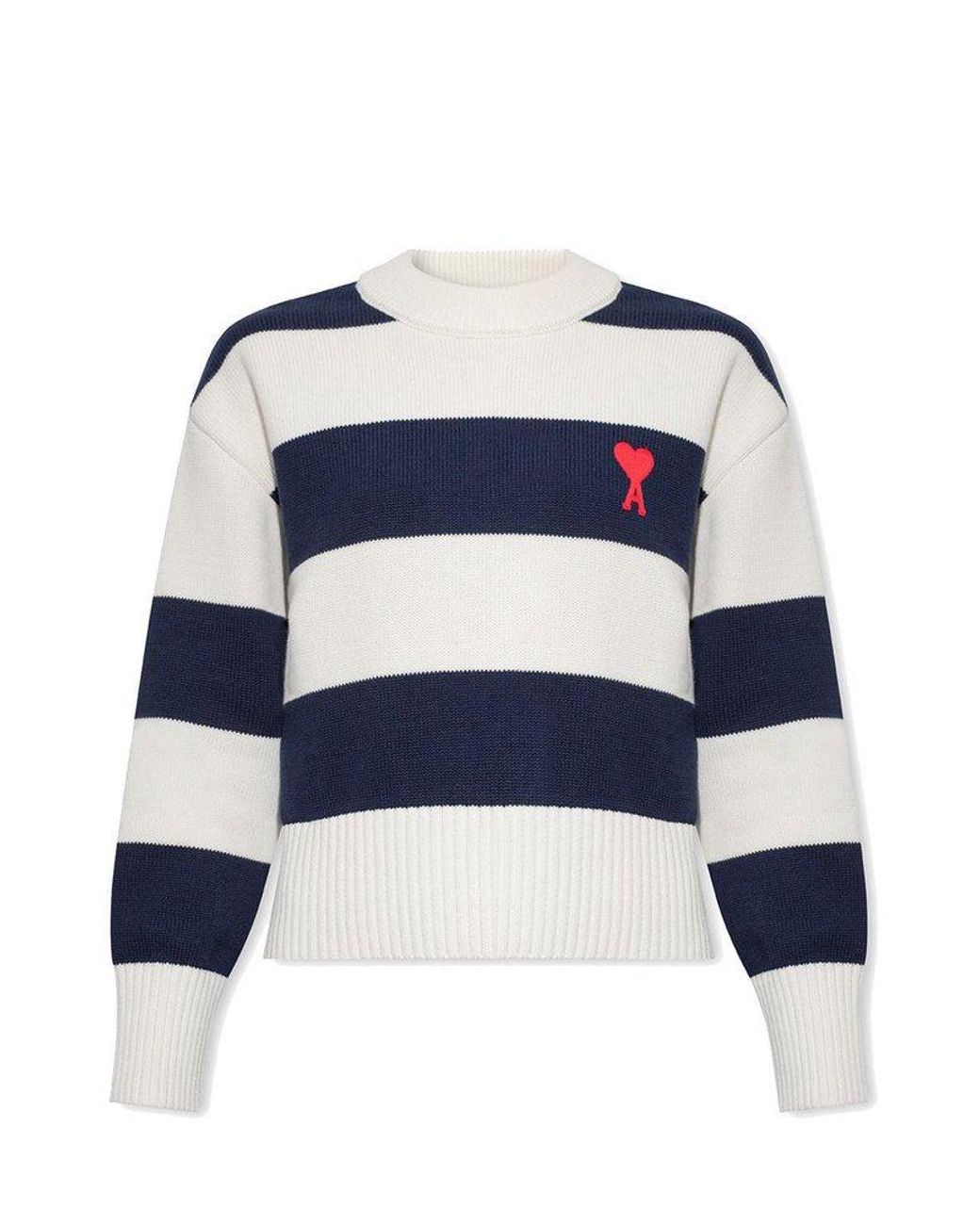 Ami Paris Striped Sweater in Blue Lyst
