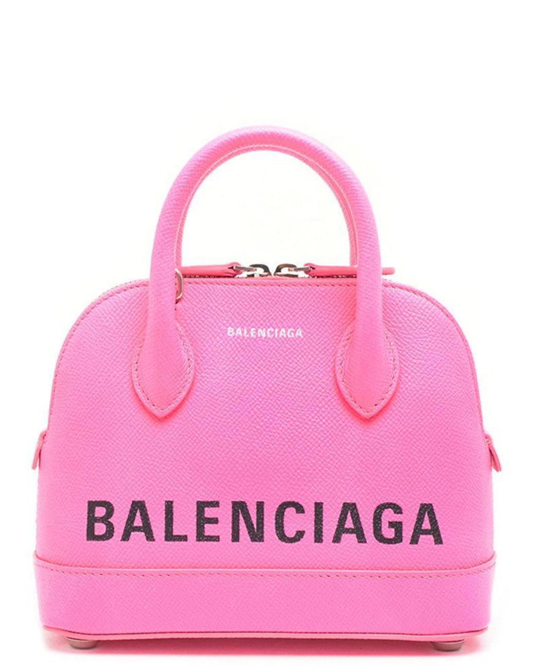 BALENCIAGA Signature Grained Calfskin XXS Ville Top Handle Bag Acid Pink  Light Black 1294812