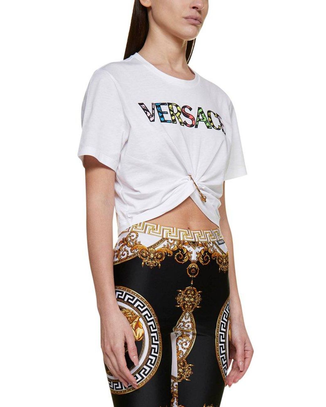 Tシャツ・カットソー Versace Safety Pin Curled Top Versace 