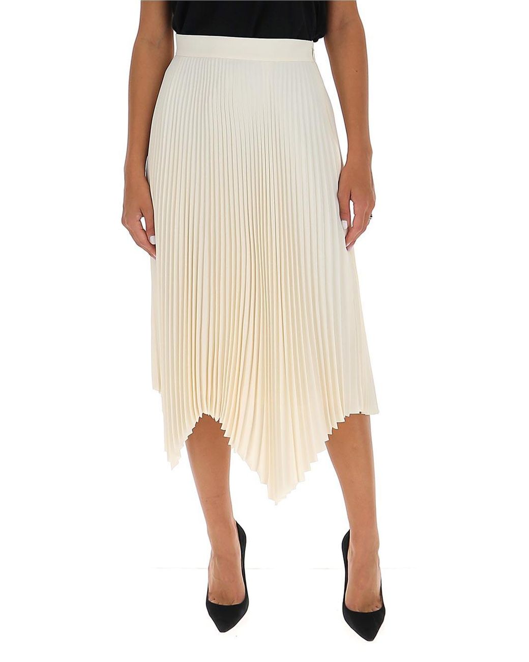 Tory Burch Synthetic Sunburst Pleated Skirt in White - Lyst