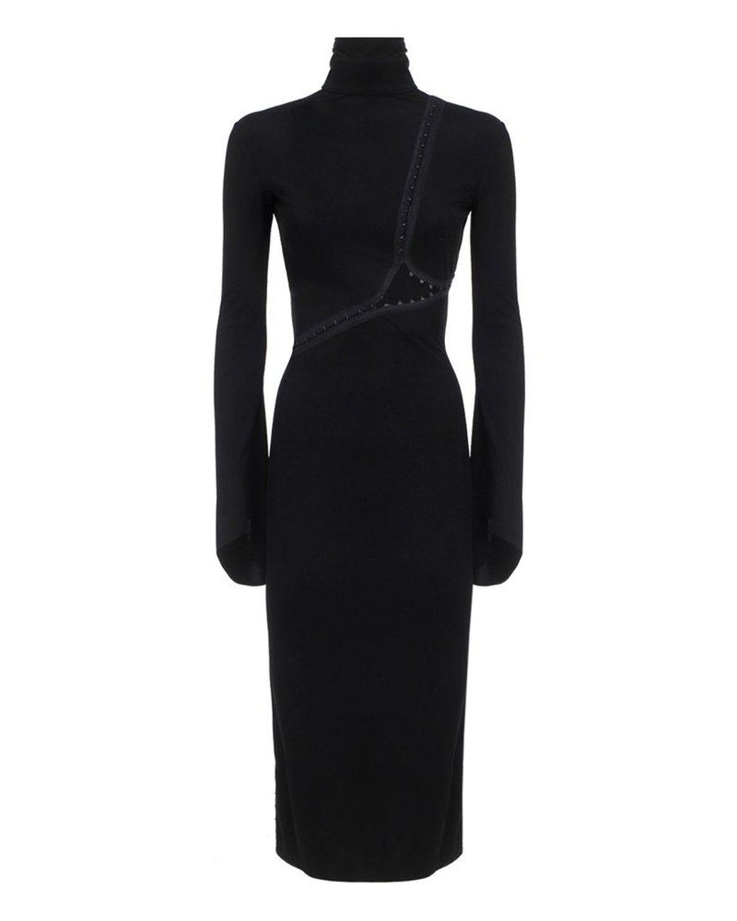 Tom Ford Synthetic Turtleneck Midi-length Dress in Black | Lyst