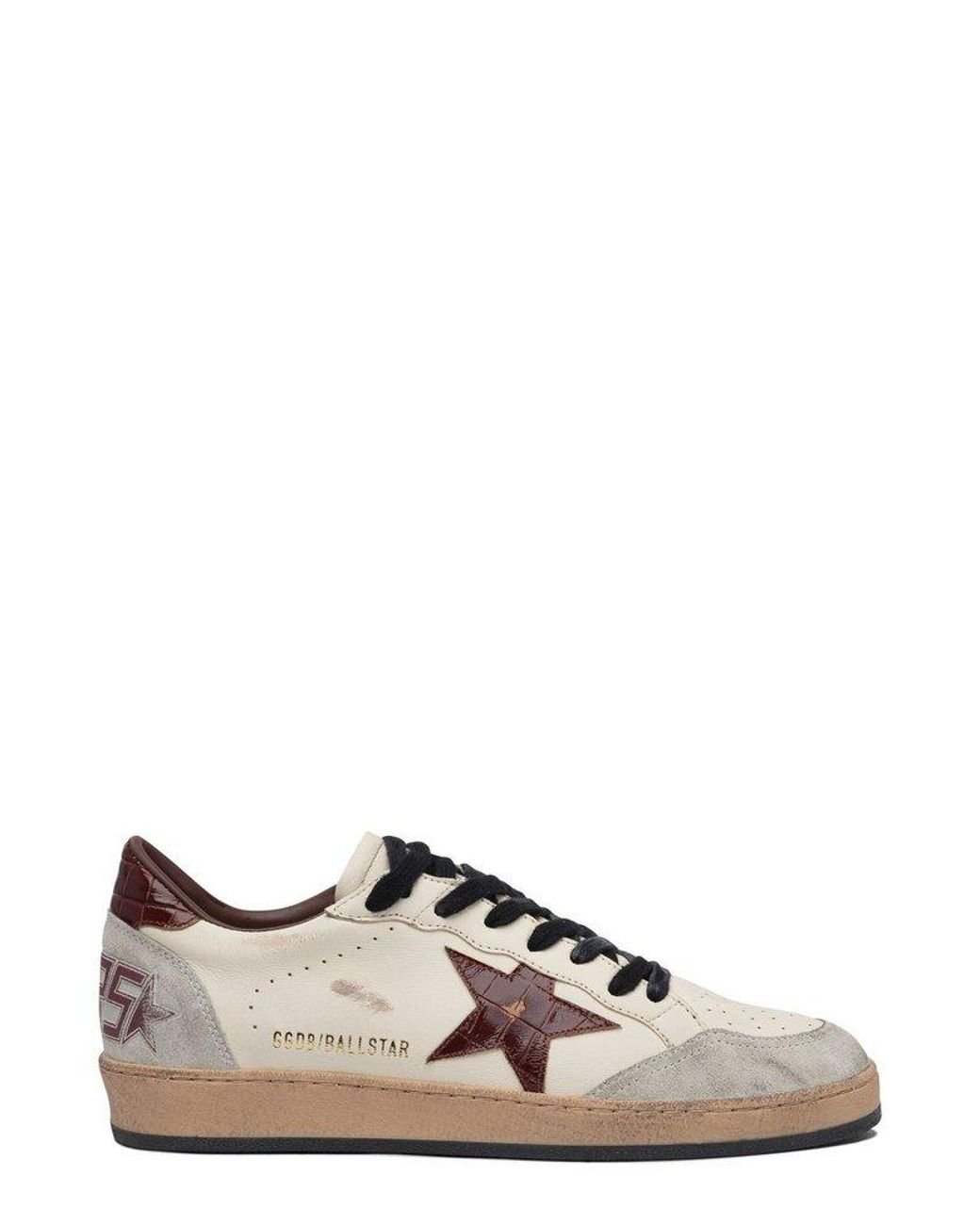 Golden Goose Ballstar Lace-Up Sneakers in Natural for Men | Lyst