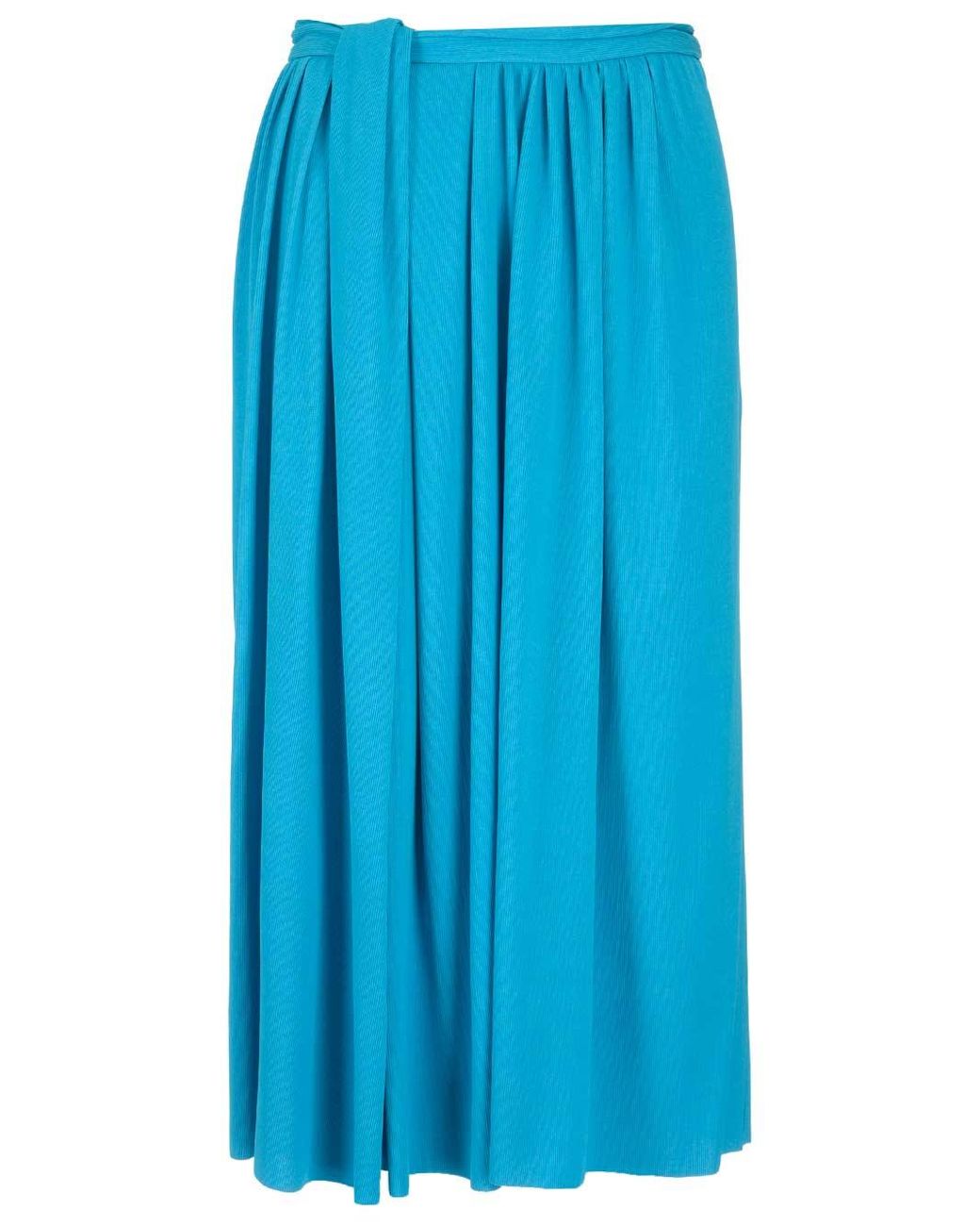 Balenciaga Cotton Pleated Midi Skirt in Blue - Lyst