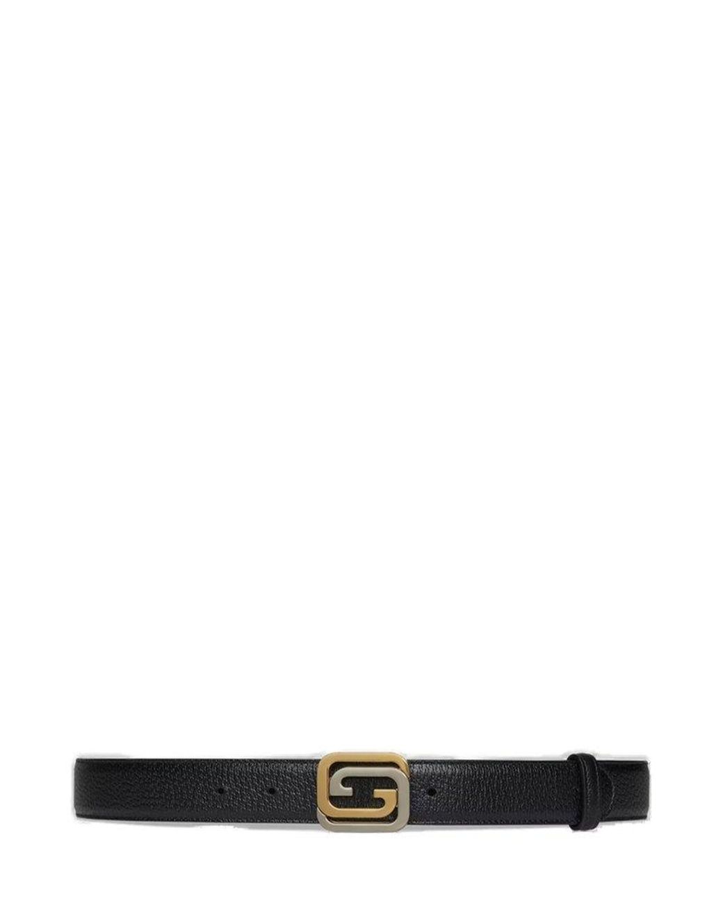 Reversible leather belt with Double G buckle