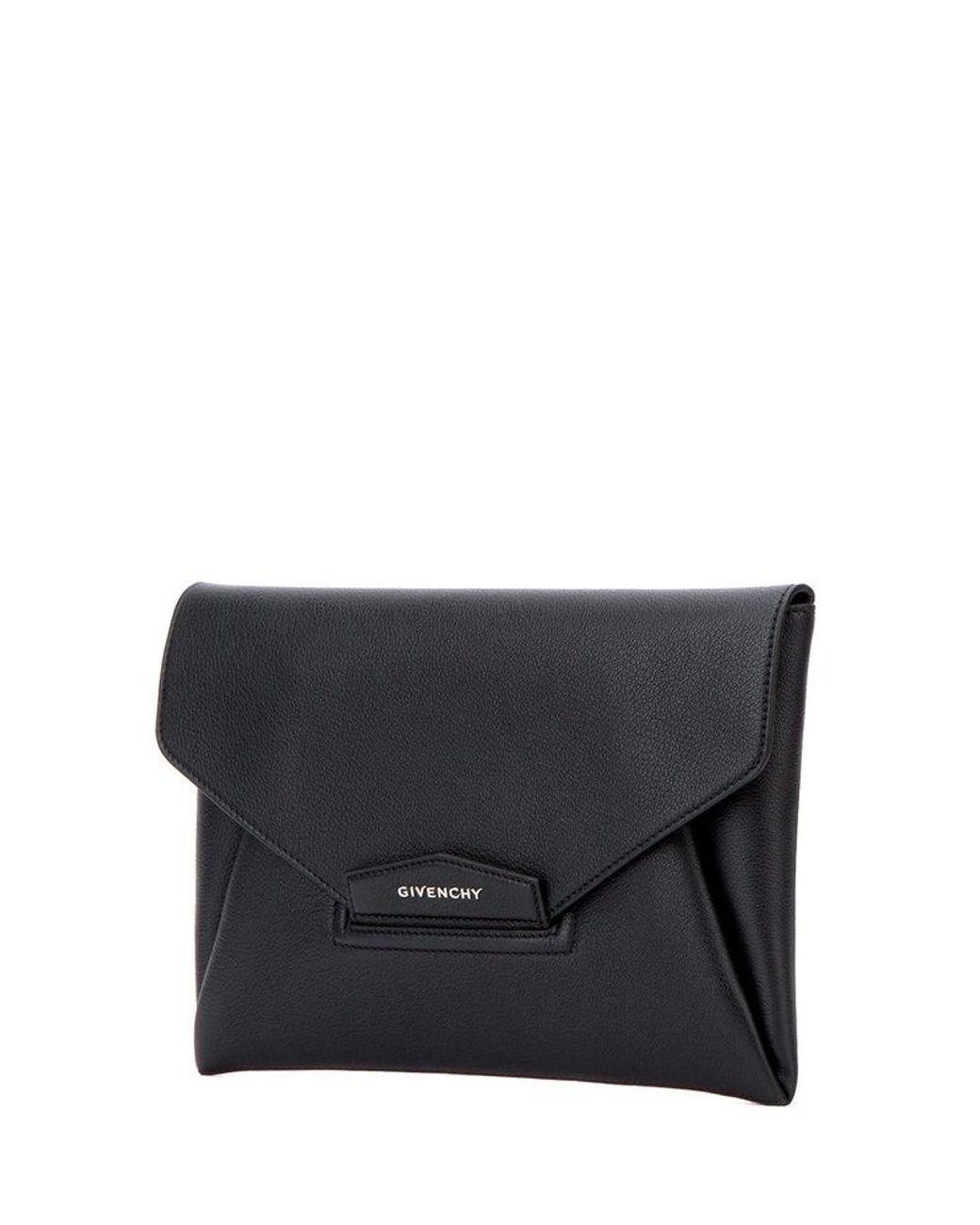 GIVENCHY Antigona Envelope Leather Clutch Black