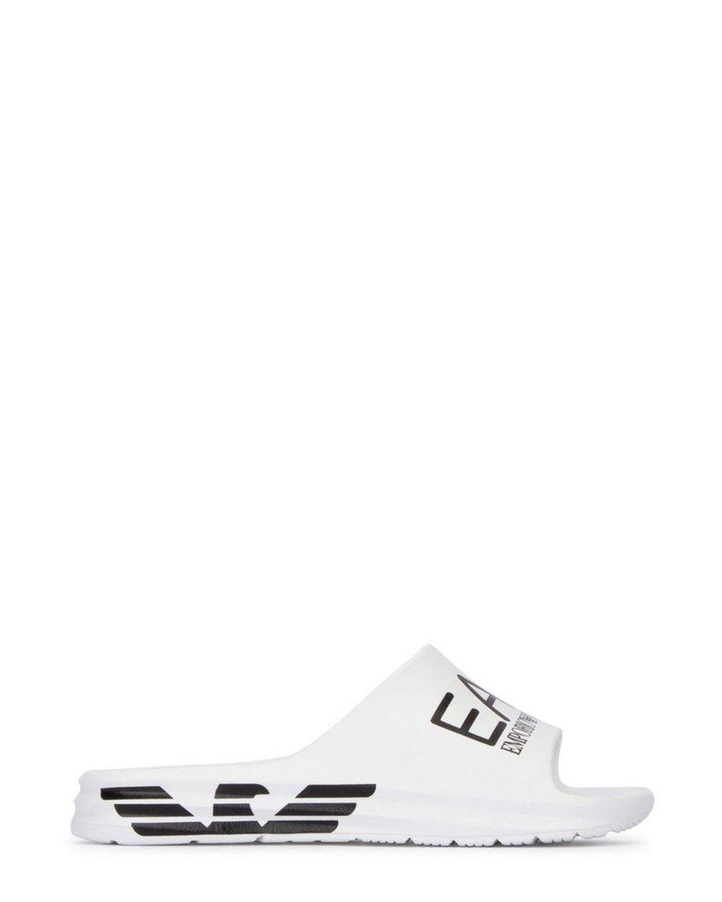 EA7 Logo Printed Slippers in White for Men | Lyst