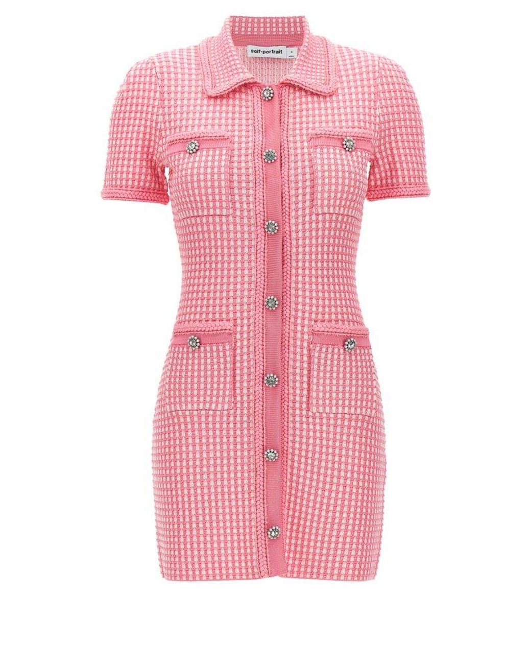 Self Portrait Lurex Knitted Mini Dresses In Pink Lyst self-portrait-lurex-knitted-mini-dresses-in-pink-lyst