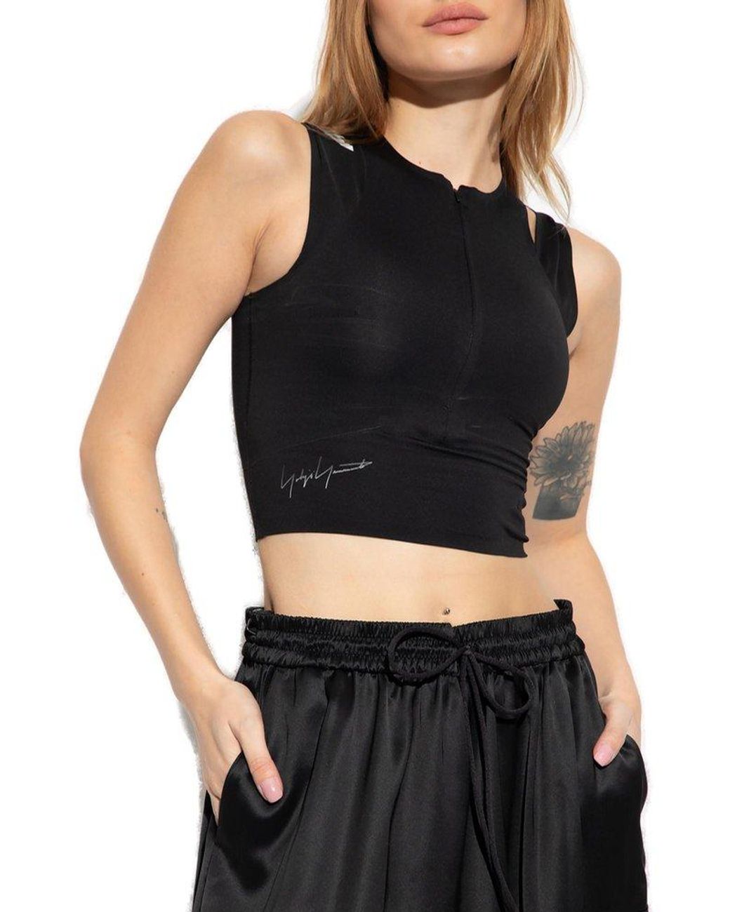 Y-3 Cropped Sleeveless Top in Black