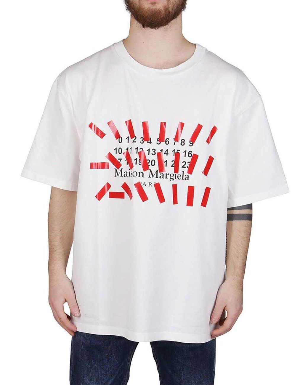 Maison Margiela Oversized Tape Printed T-shirt in White for