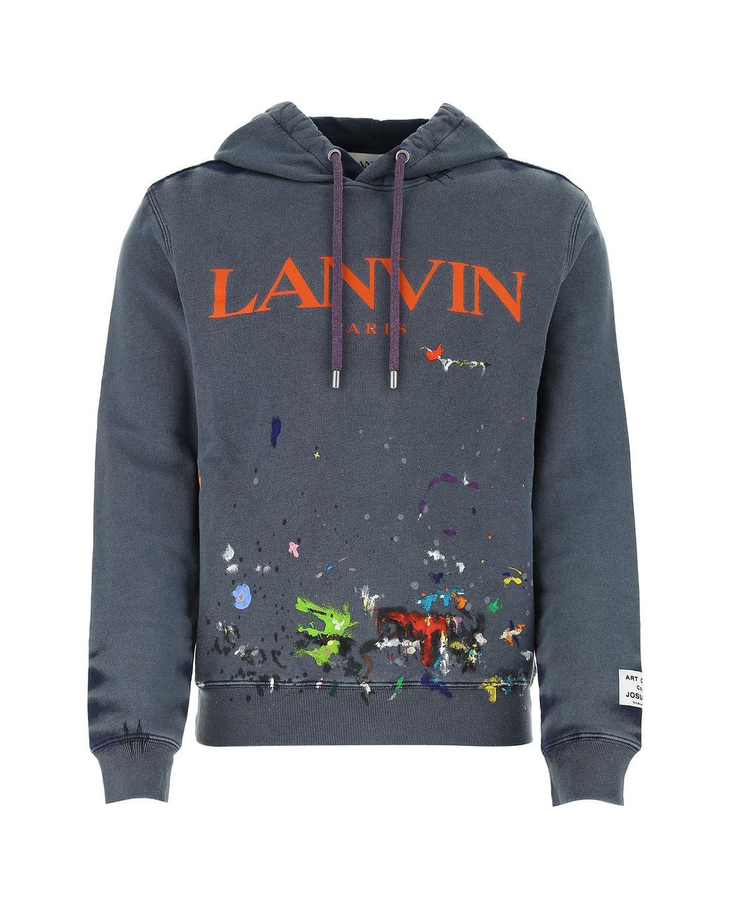Lanvin Cotton Splatter Effect Logo Printed Hoodie in Blue for Men | Lyst