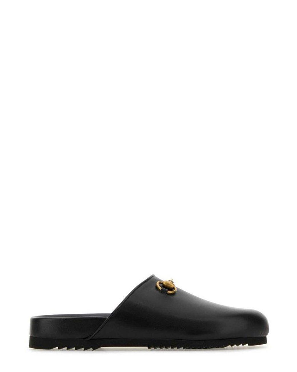 Gucci Gancini Plaque Roundtoe Slides in Black Lyst