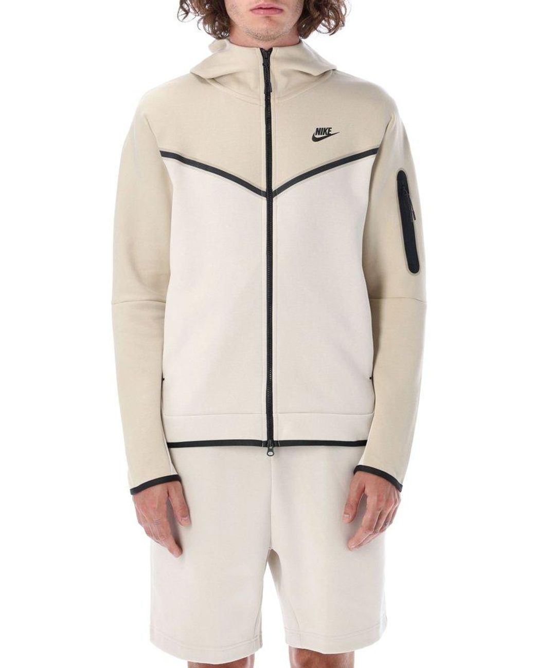 Nike Logo Printed Zipup Hoodie in White for Men Lyst