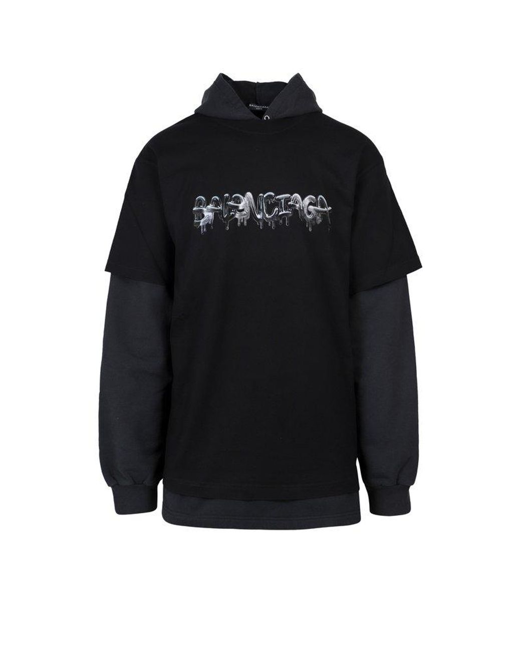 Balenciaga Cotton Slime Hoodie T-shirt in Black for Men | Lyst