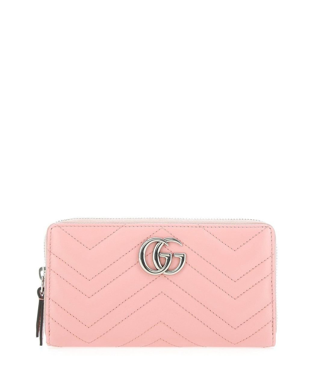 Gucci Leather GG Marmont Zip Around Wallet in Pink - Lyst