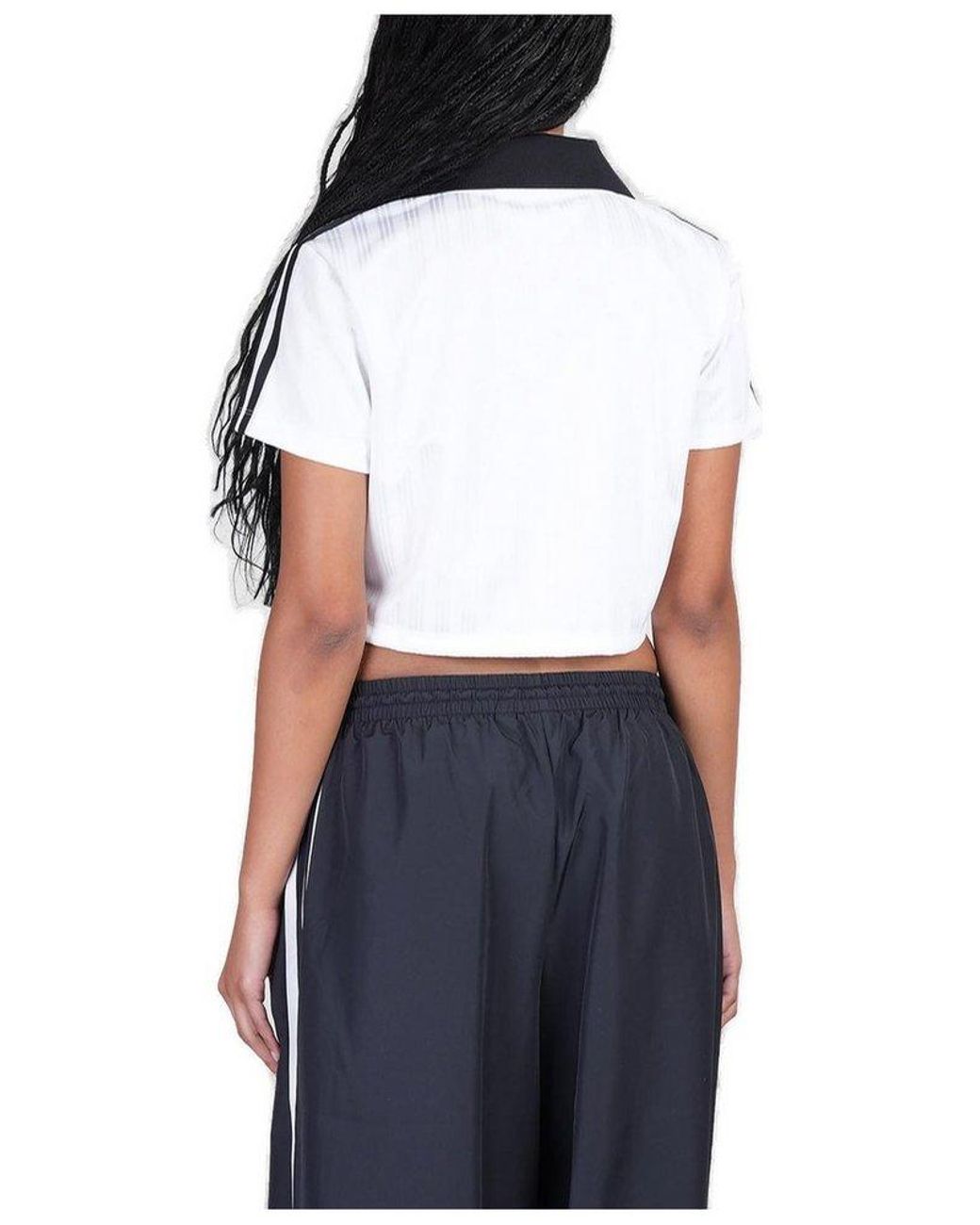 adidas Originals Football Jacquard V-Neck Cropped Polo Shirt