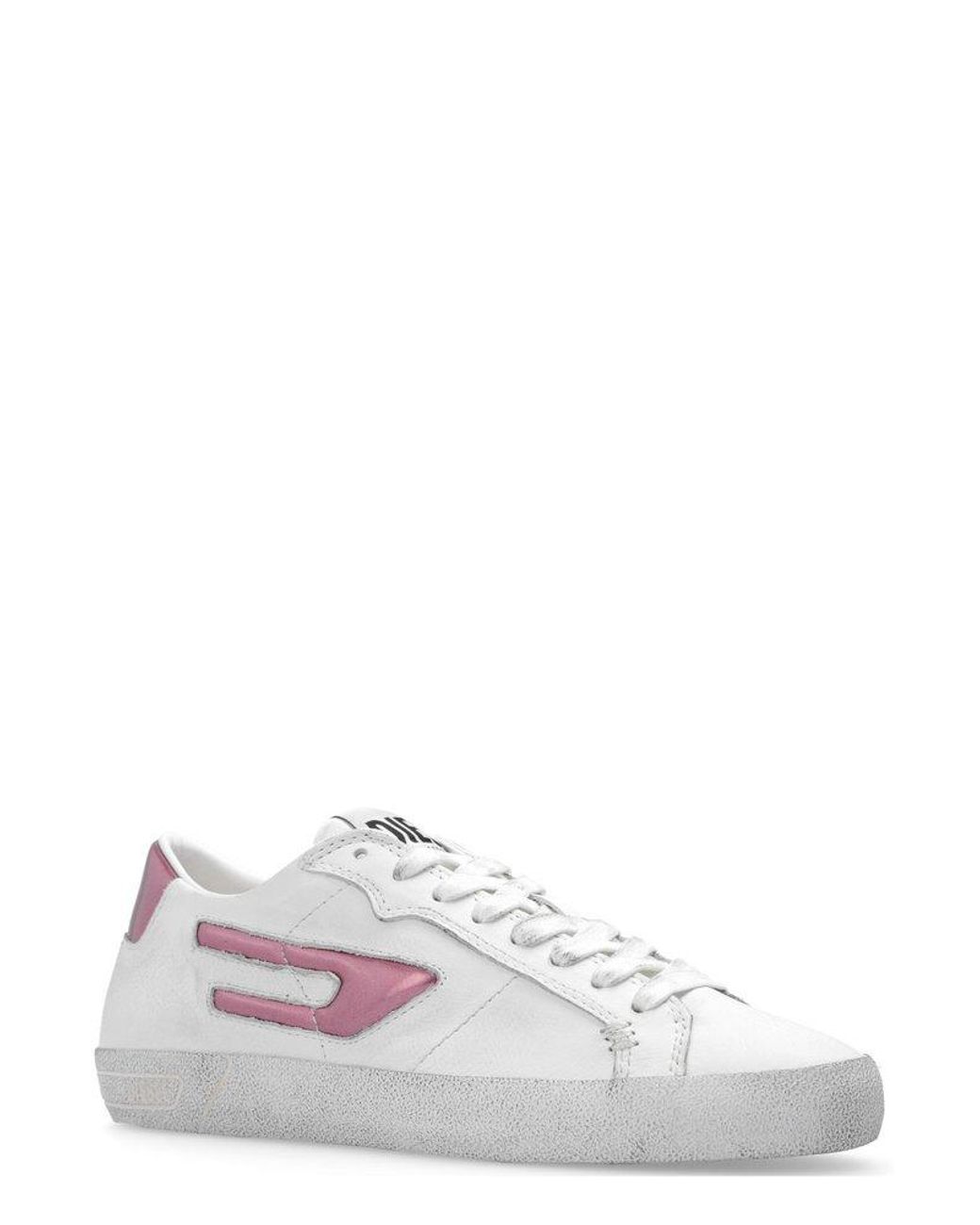 DIESEL S-leroji Metallic D Logo Sneakers in White | Lyst