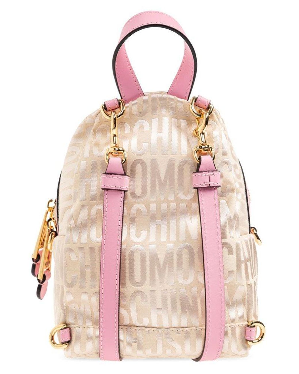 Moschino All over Logo Jacquard Zip up Mini Backpack in Pink Lyst