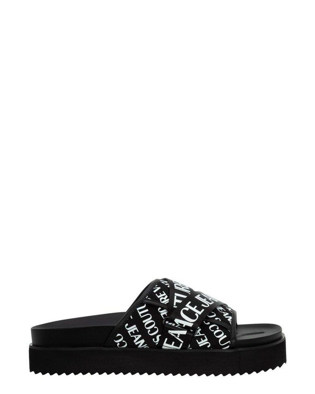 Versace Jeans Couture Baroque Printed Logo Strap Sandals in Black for Men |  Lyst