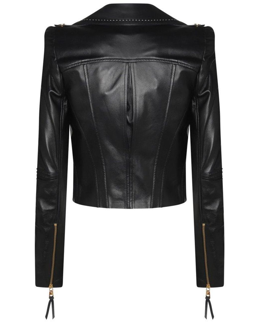 Elisabetta Franchi Contrasted Topstitching Biker Jacket in