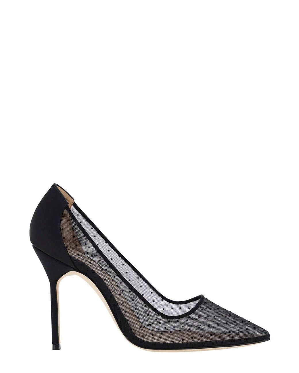Manolo Blahnik Mesh Polkadot Pumps in Black Lyst