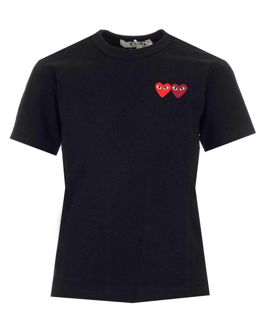 COMME DES GARÇONS PLAY Cotton Double Heart Patch T-shirt in Black - Lyst