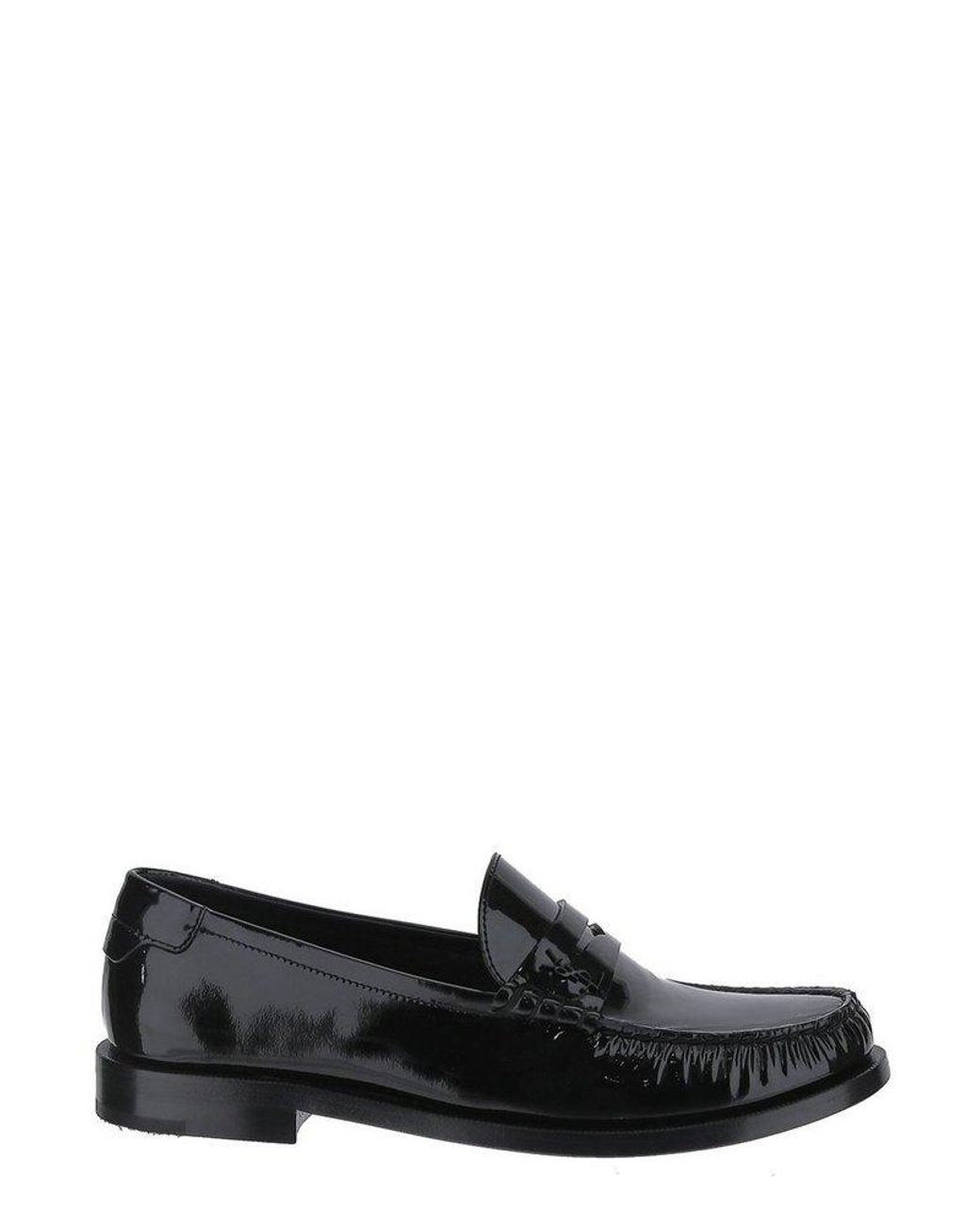 Saint Laurent High-shine Loafers in Black | Lyst UK