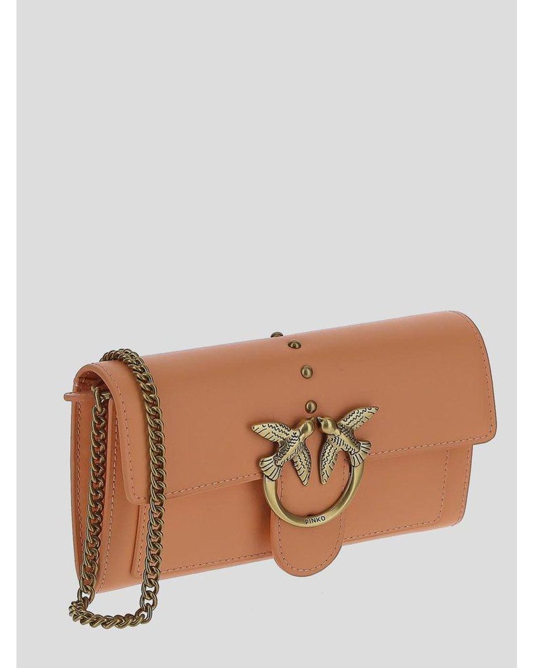 Pinko Leather Love Simply Shoulder Bag in Brown | Lyst