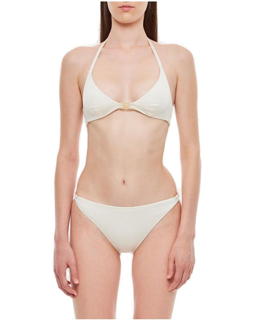reservering in tegenstelling tot Correlaat Fendi Logo Detailed Bikini Set in White | Lyst