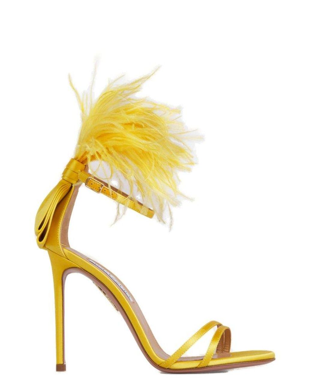 Yellow feather store heels