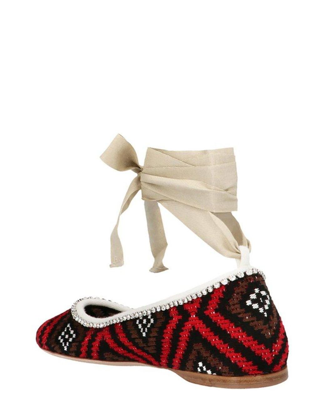 Miu Miu Crochet Ballerina Flat Shoes | Lyst